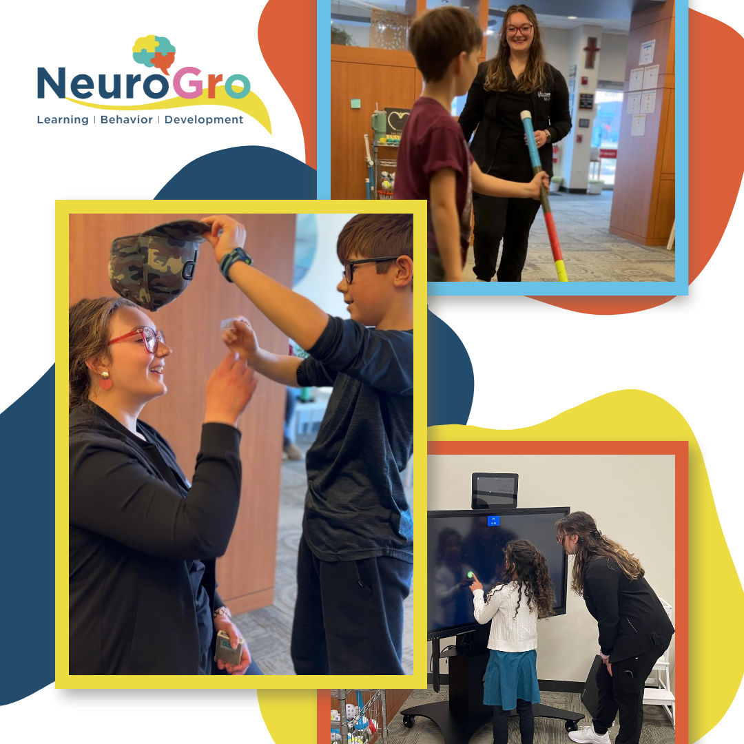 Collage of Hannah working with children in the NeuroGro program